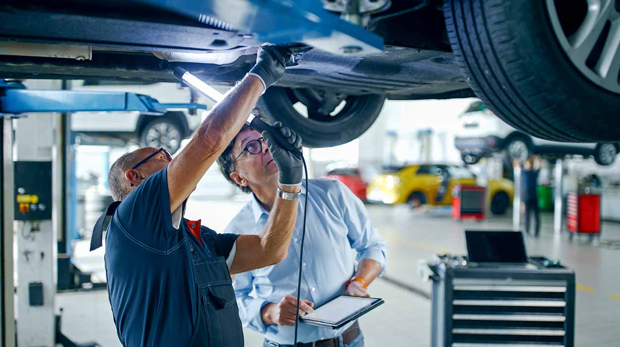 Collision repair in progress at Phil Long Collision Center